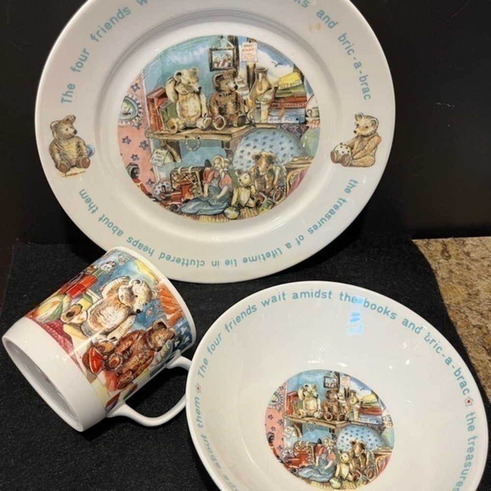 ColourBox Ceramics Children’s Dinnerware Set Teddy Bears Toys Plate Bowl Mug